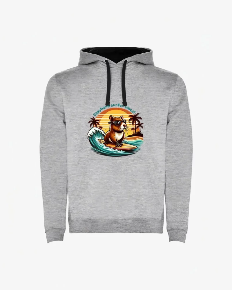 Sudadera Capybara surfer vibes (gris vigoré) (delante)