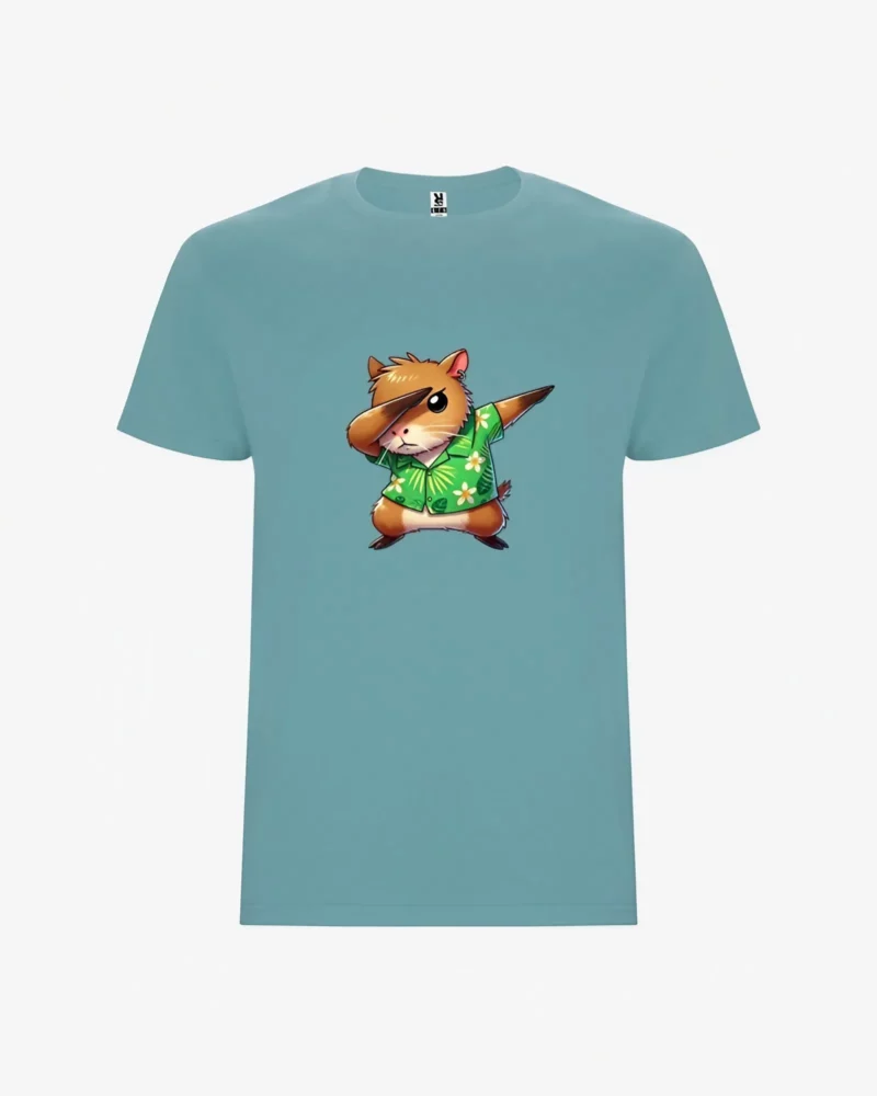 Camiseta niños Dabbing Capybara (azul dusty) (delante) Camiseta niños Dabbing Capybara (azul dusty) (delante)