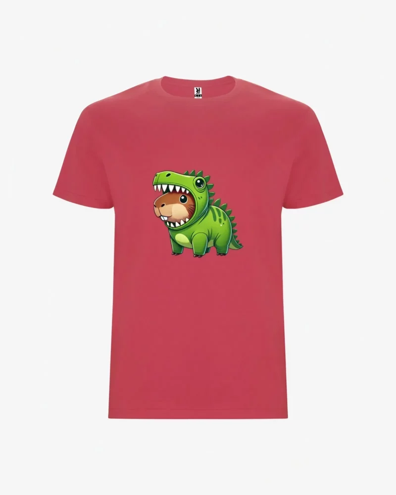 Camiseta niños Dinosaur Capybara (rojo crisanteno) (delante)