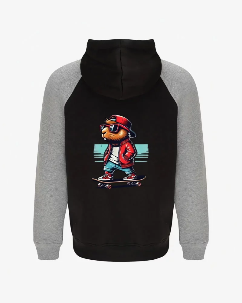 Hoodie niño Keep Calm and Capy Skate On (negro) (detrás)