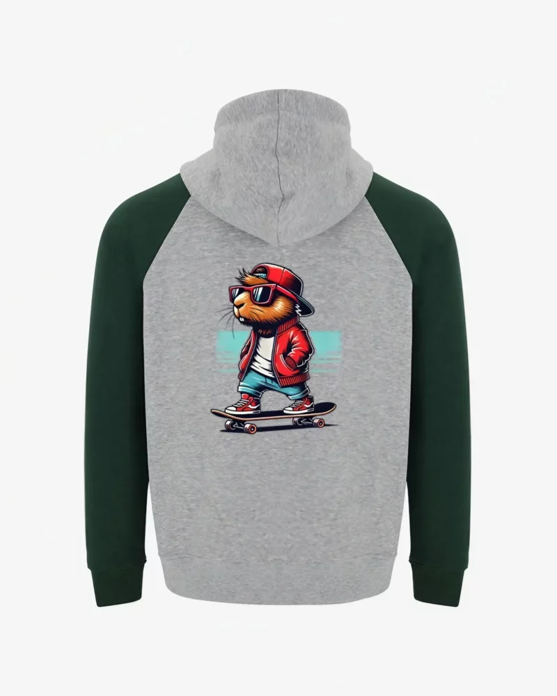 Hoodie niño Keep Calm and Capy Skate On (verde botella) (detrás)