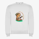 Sudadera niña Don't worry be capy (blanco) (delante)