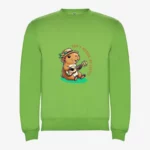 Sudadera niña Don't worry be capy (verde oasis) (delante)