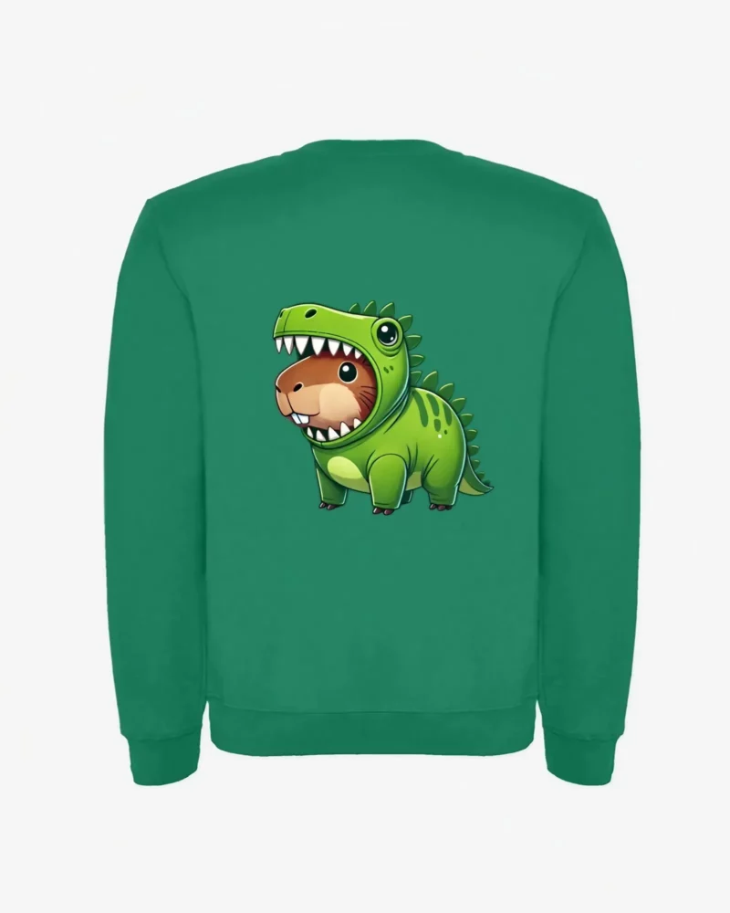 Sudadera niños Dinosaur Capybara (verde kelly) (detrás)