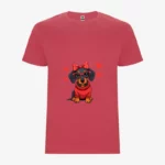 Camiseta niña Dog love (rojo crisanteno) (delante)