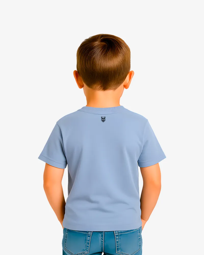 Camiseta manga corta niño (azul zen) (detrás)