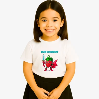 Camiseta niña Brave strawberry (blanco) (delante)