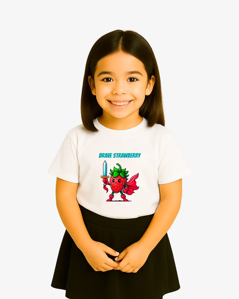 Camiseta niña Brave strawberry (blanco) (delante)