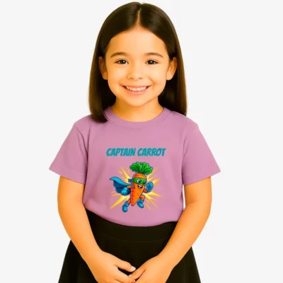 Camiseta niña Captain carrot (lavanda) (delante)