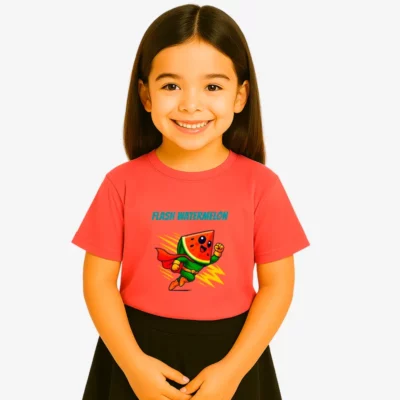 Camiseta niña Flash watermelon (rojo crisanteno) (delante)