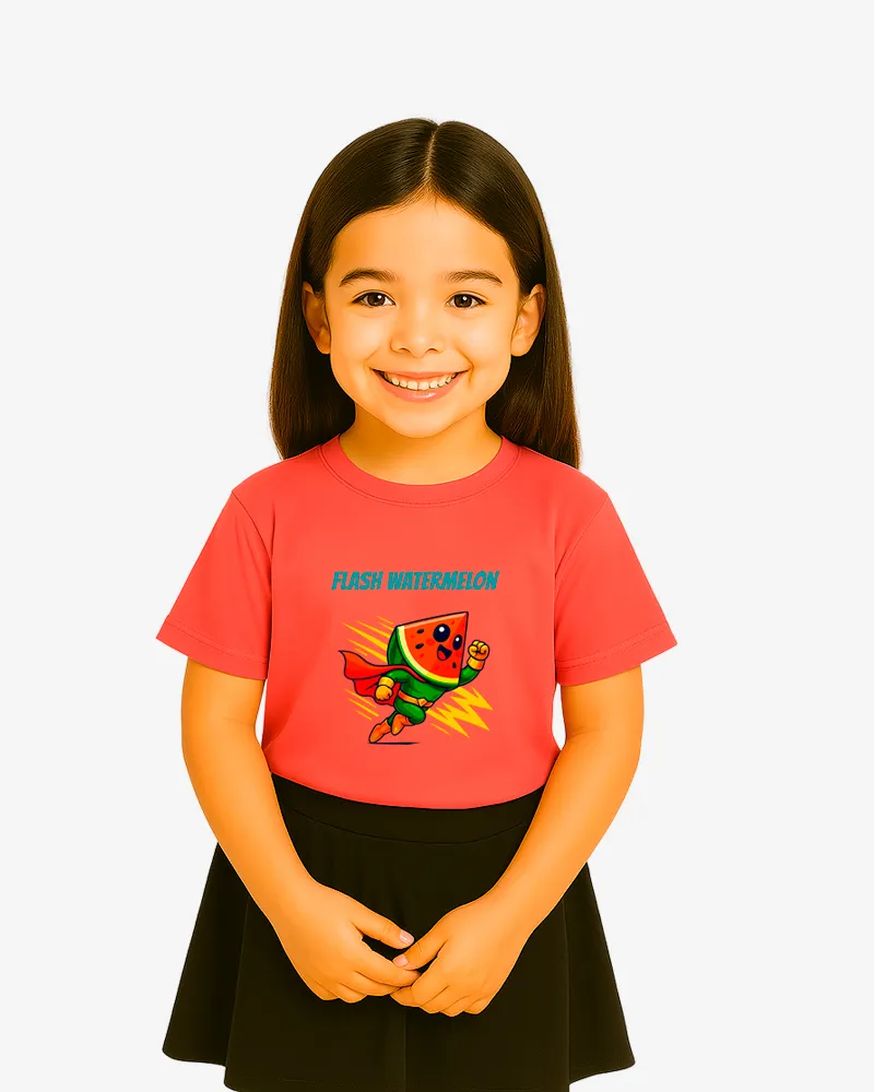 Camiseta niña Flash watermelon (rojo crisanteno) (delante)