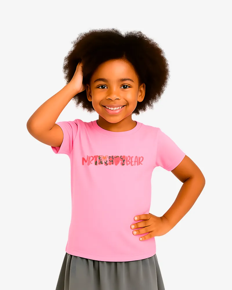Camiseta niña Sunshine Coast Mr Trendy Bear (rosa claro) (delante)