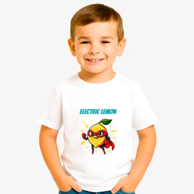Camiseta niños Electric lemon (blanco) (delante)
