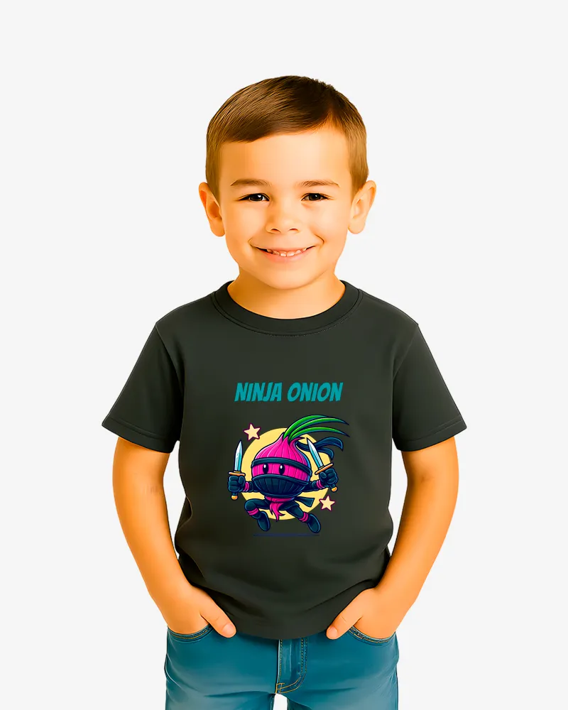 Camiseta niños Ninja onion (plomo oscuro) (delante)