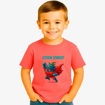 Camiseta niños Storm tomato (rojo crisanteno) (delante)