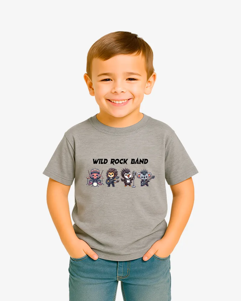 Camiseta niños Wild Rock Band (gris vigoré) (delante) Camiseta niños Wild Rock Band (gris vigoré) (delante)