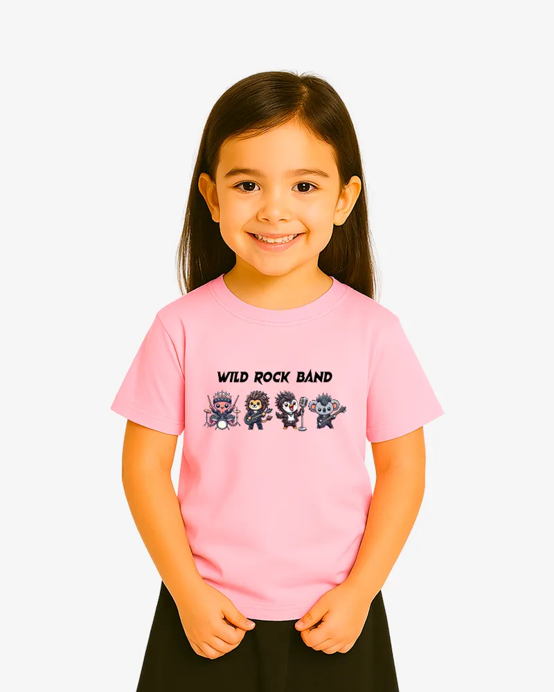 Camiseta niños Wild Rock Band (rosa claro) (delante) Camiseta niños Wild Rock Band (rosa claro) (delante)