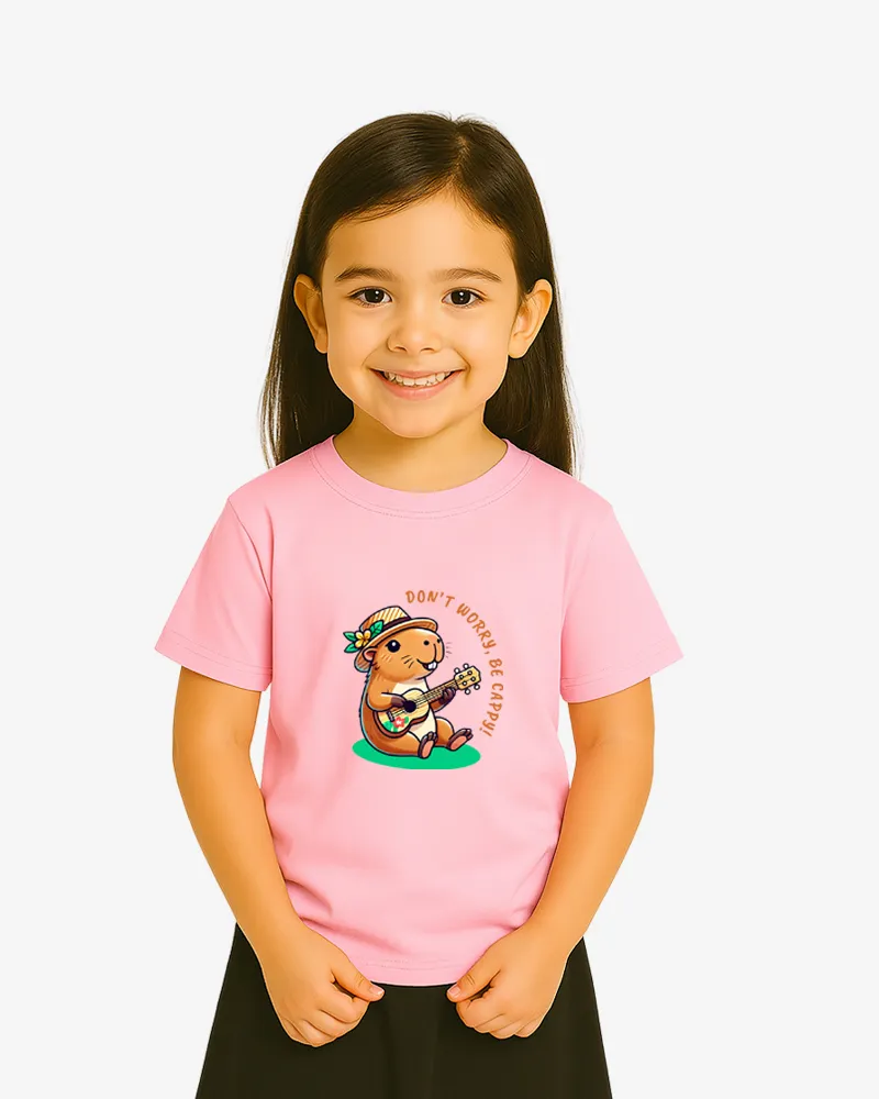 Camiseta niñas Don't worry be cappy (rosa claro) (delante)