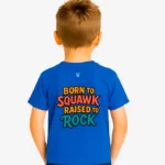 Camiseta niños Born to squawk, raised to Rock (azul riviera) (detrás)