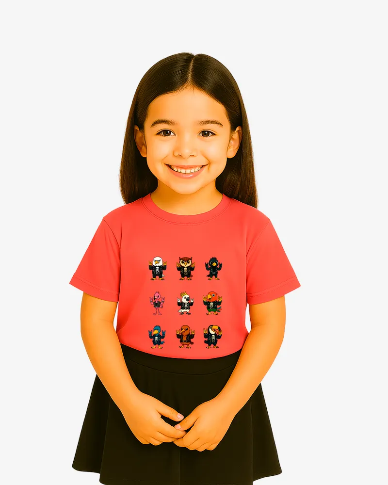 Camiseta niños Born to squawk, raised to Rock (rojo crisanteno) (delante)