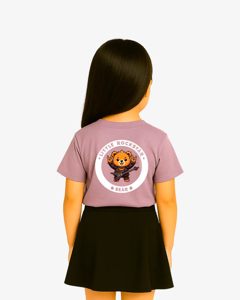 Camiseta niños Little rockstar Bear (lavanda) (detrás)