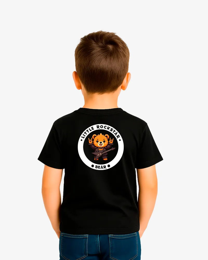 Camiseta niños Little rockstar Bear (negro) (detrás)