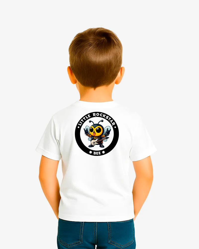 Camiseta niños Little rockstar Bee (blanco) (detrás)