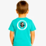 Camiseta niños Little rockstar Cow (azul dusty) (detrás)