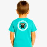 Camiseta niños Little rockstar Dog (azul dusty) (detrás)