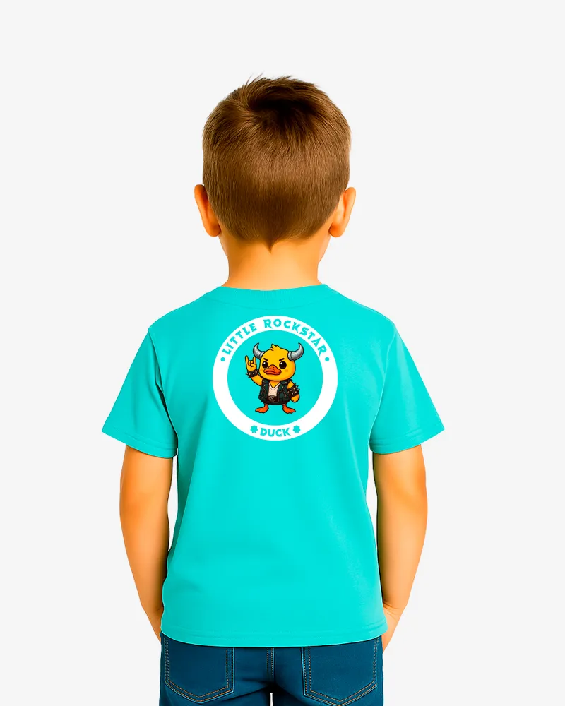 Camiseta niños Little rockstar Duck (azul dusty) (detrás)