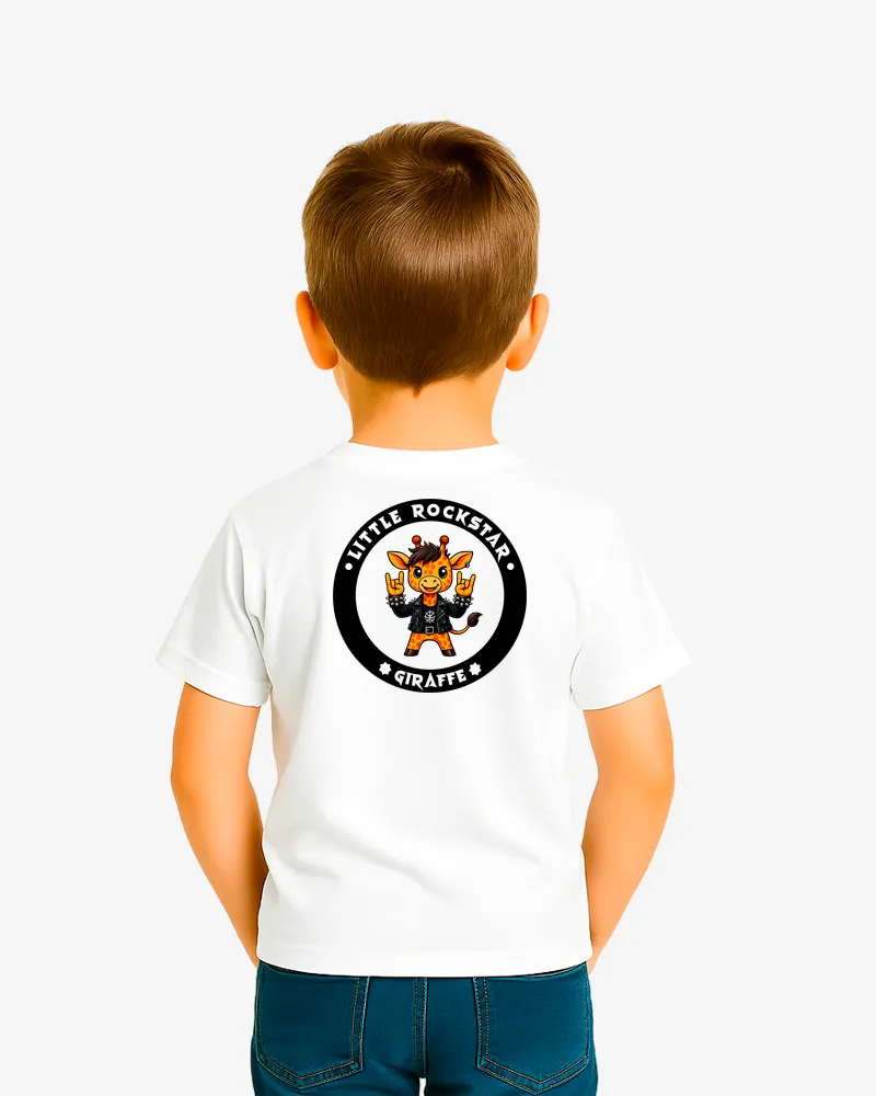 Camiseta niños Little rockstar Giraffe (blanco) (detrás)