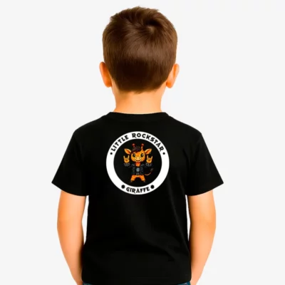 Camiseta niños Little rockstar Giraffe (negro) (detrás)