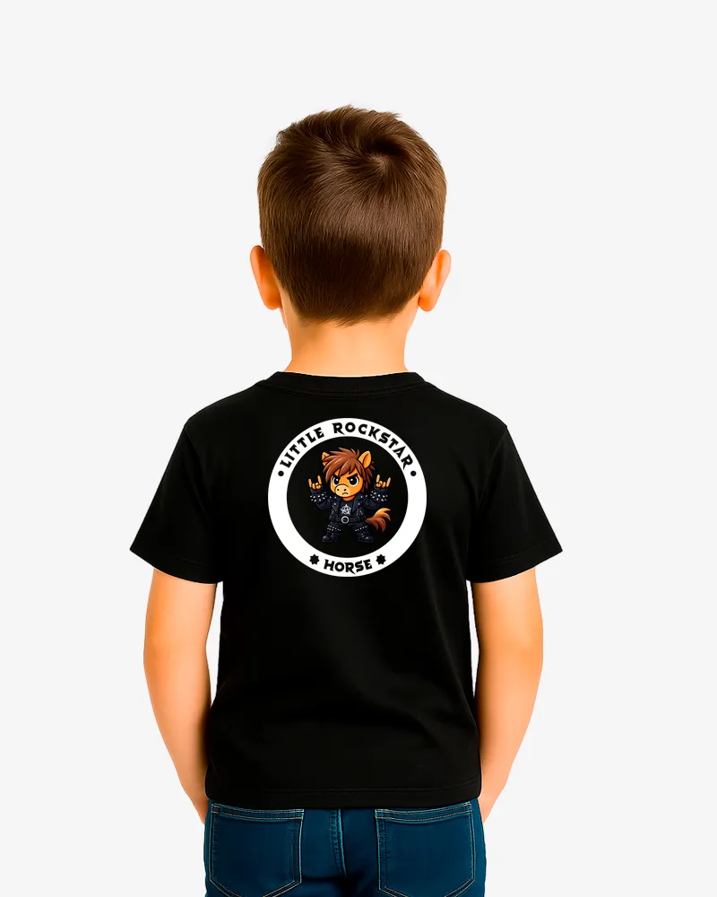 Camiseta niños Little rockstar Horse (negro) (detrás)