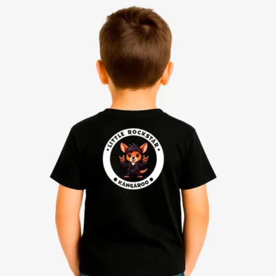 Camiseta niños Little rockstar Kangaroo (negro) (detrás)