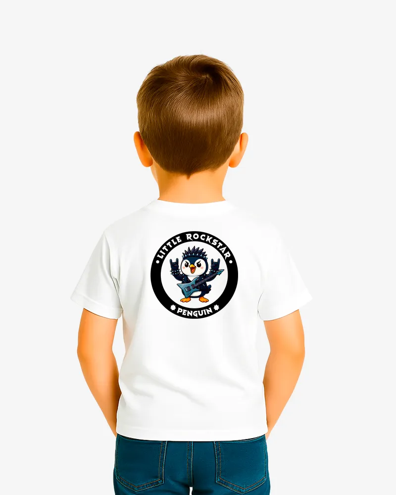 Camiseta niños Little rockstar Penguin (blanco) (detrás) Camiseta niños Little rockstar Penguin (blanco) (detrás)