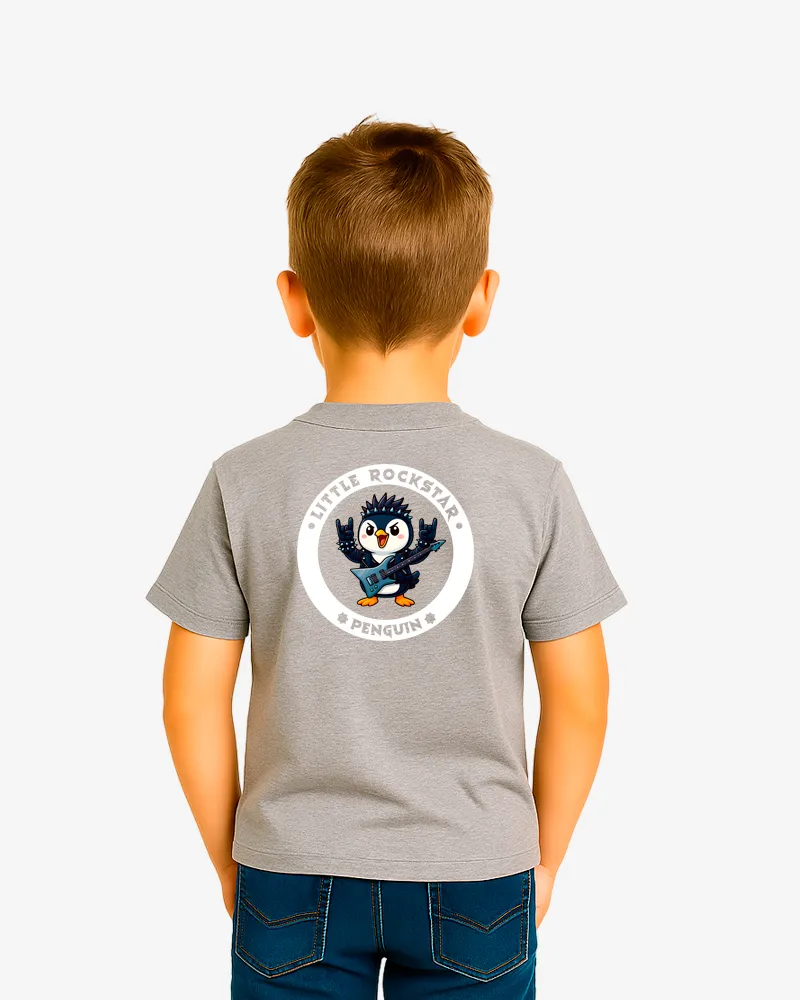 Camiseta niños Little rockstar Penguin (gris vigoré) (detrás) Camiseta niños Little rockstar Penguin (gris vigoré) (detrás)