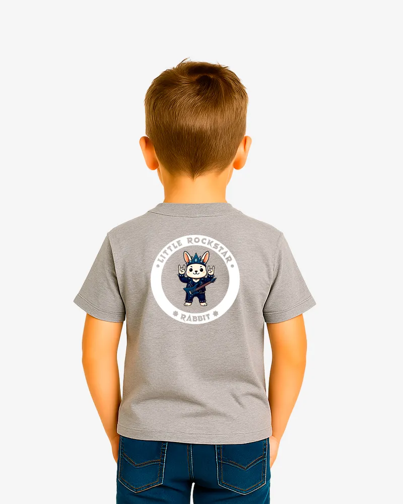 Camiseta niños Little rockstar Rabbit (gris vigoré) (detrás)