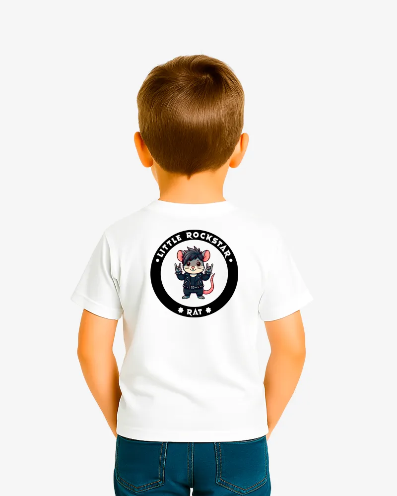 Camiseta niños Little rockstar Rat (blanco) (detrás)