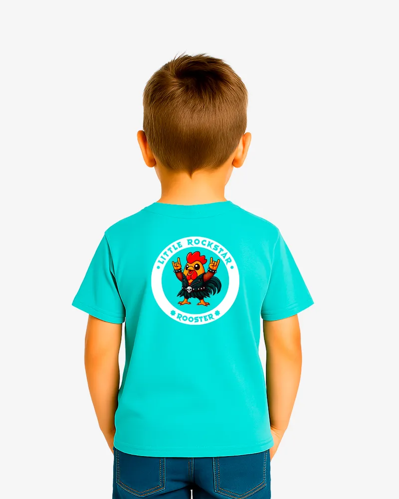 Camiseta niños Little rockstar Rooster (azul dusty) (detrás)