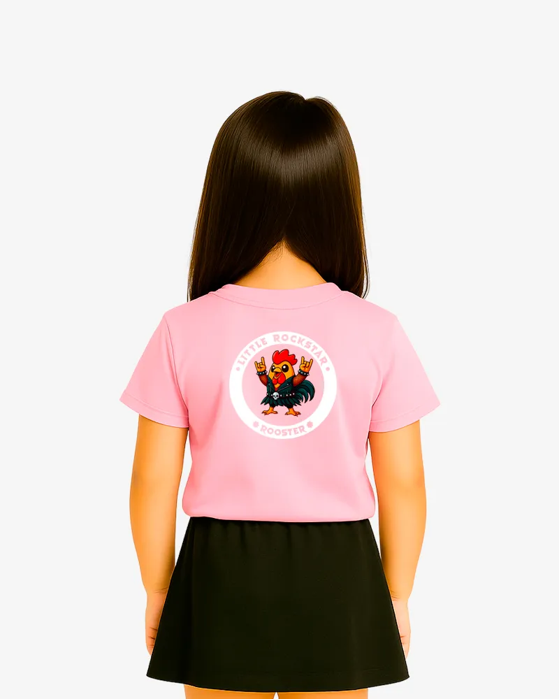 Camiseta niños Little rockstar Rooster (rosa claro) (detrás)