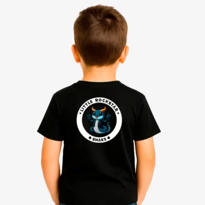 Camiseta niños Little rockstar Snake (negro) (detrás)