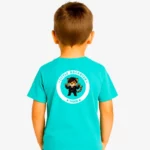 Camiseta niños Little rockstar Tiger (azul dusty) (detrás)