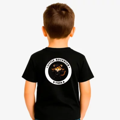 Camiseta niños Little rockstar Tiger (negro) (detrás)