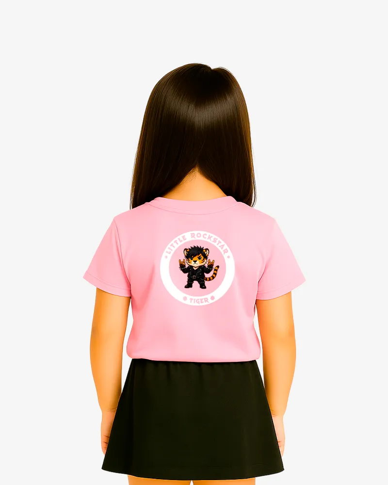 Camiseta niños Little rockstar Tiger (rosa claro) (detrás)