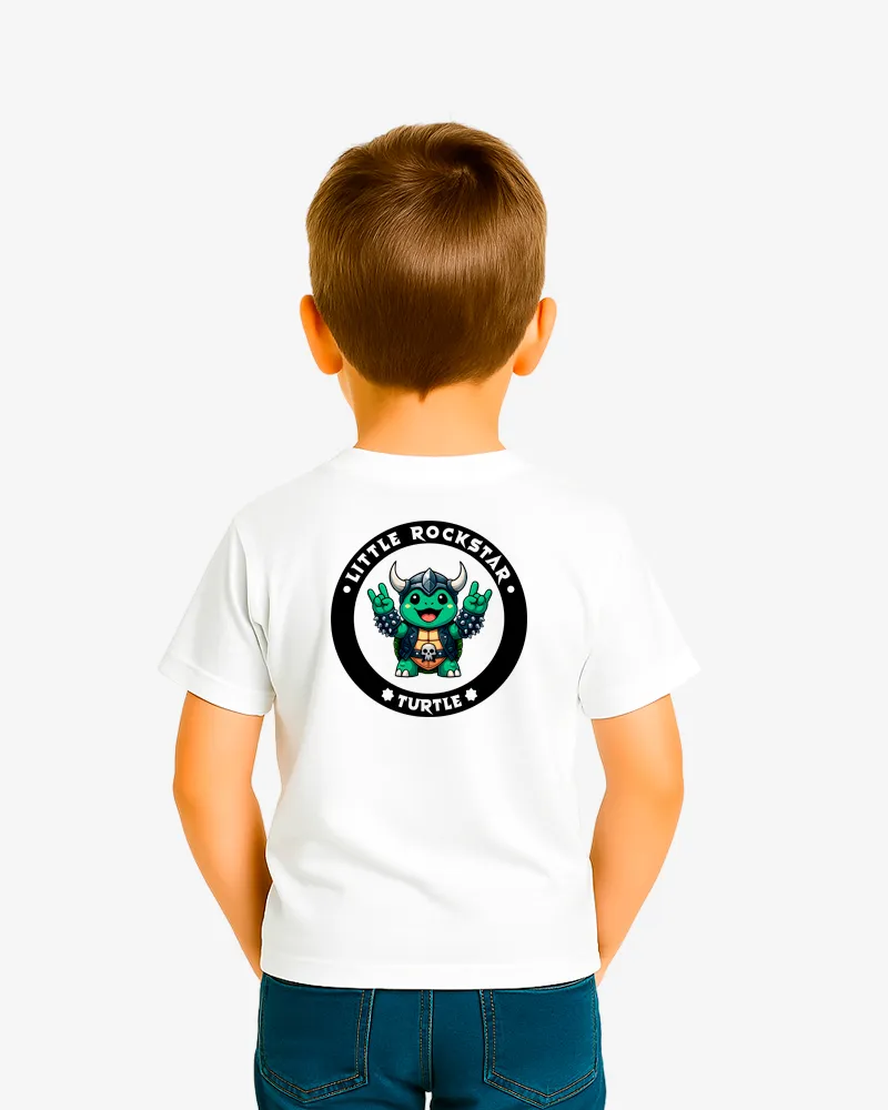 Camiseta niños Little rockstar Turtle (blanco) (detrás)