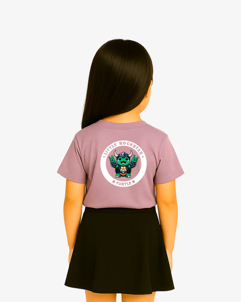 Camiseta niños Little rockstar Turtle (lavanda) (detrás)