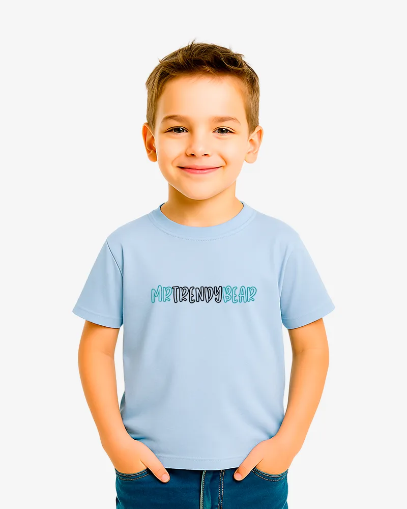 Camiseta niños Melbourne Mr Trendy Bear (azul zen) (delante)