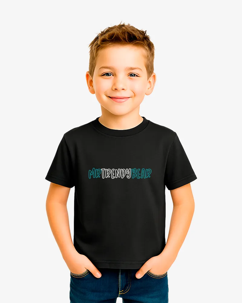 Camiseta niños Melbourne Mr Trendy Bear (plomo oscuro) (delante)