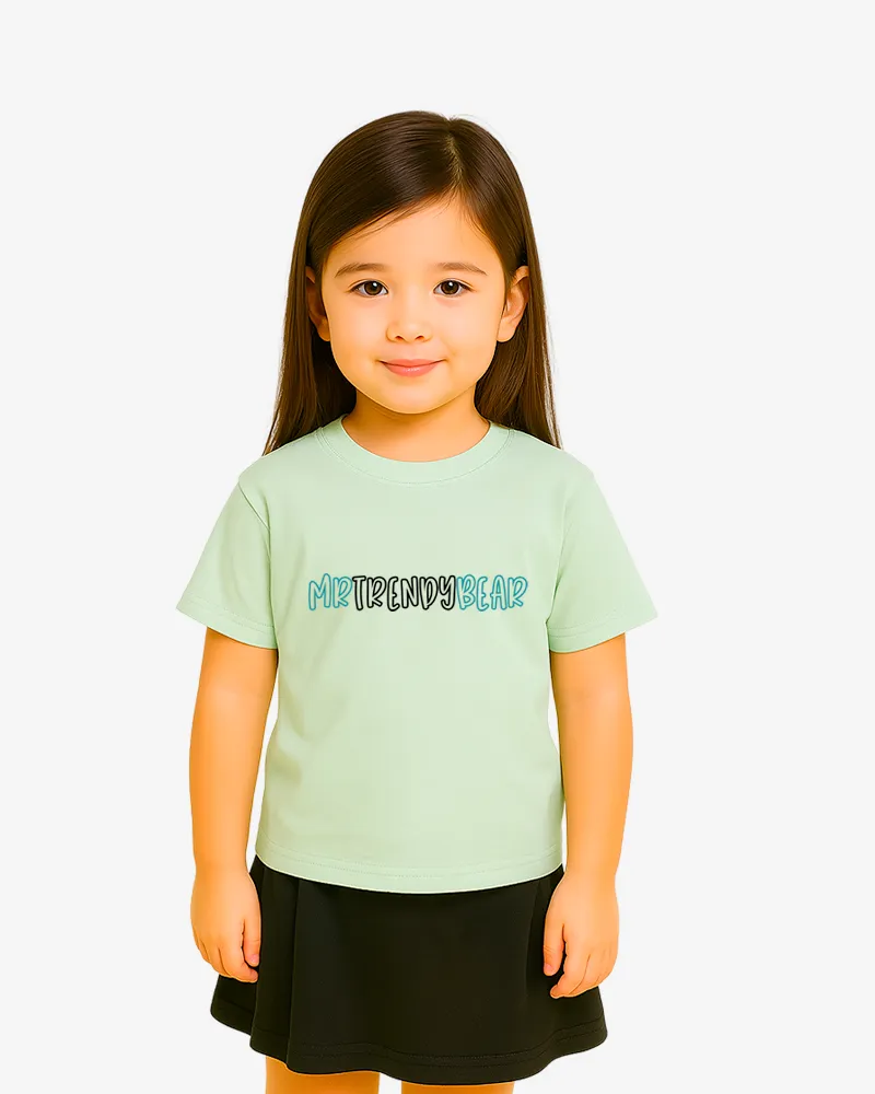 Camiseta niños Melbourne Mr Trendy Bear (verde mist) (delante)