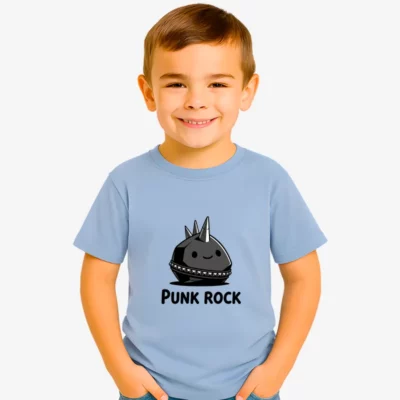 Camiseta niños Punk Rock (azul zen) (delante)